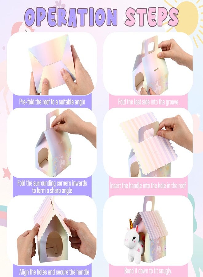 Blueweenly 37 Pcs Adopt a Unicorn Party Favors Set for Girl Mini Plush Unicorn Stuffed Animal Gift Box Adoption Card 1 Animal Sign with Carton House for Adopt Pet Party Birthday (Cute) - Image 3
